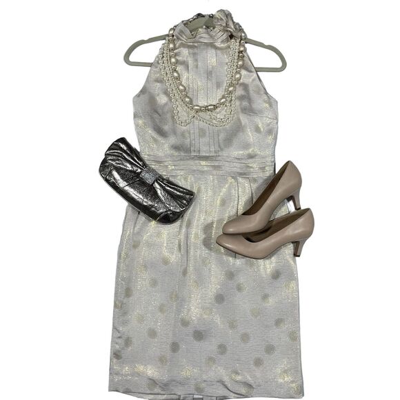 ANTONIO MELANI silk Sheath Dress Women 4 Halter Slimming Quiet Luxury Comfort - Picture 11 of 11